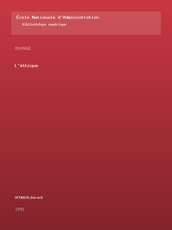 Couverture : L'éthique