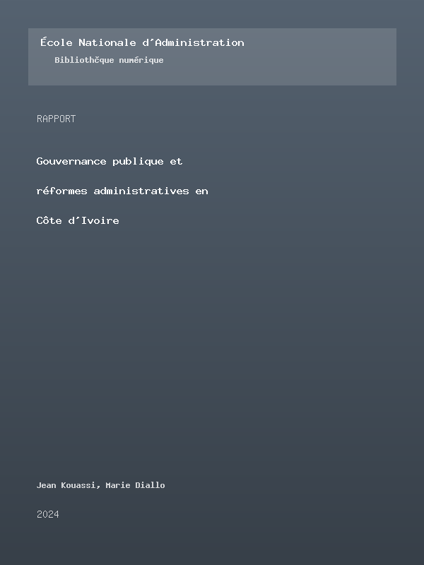 Couverture : Gouvernance publique et réformes administratives en Côte d'Ivoire